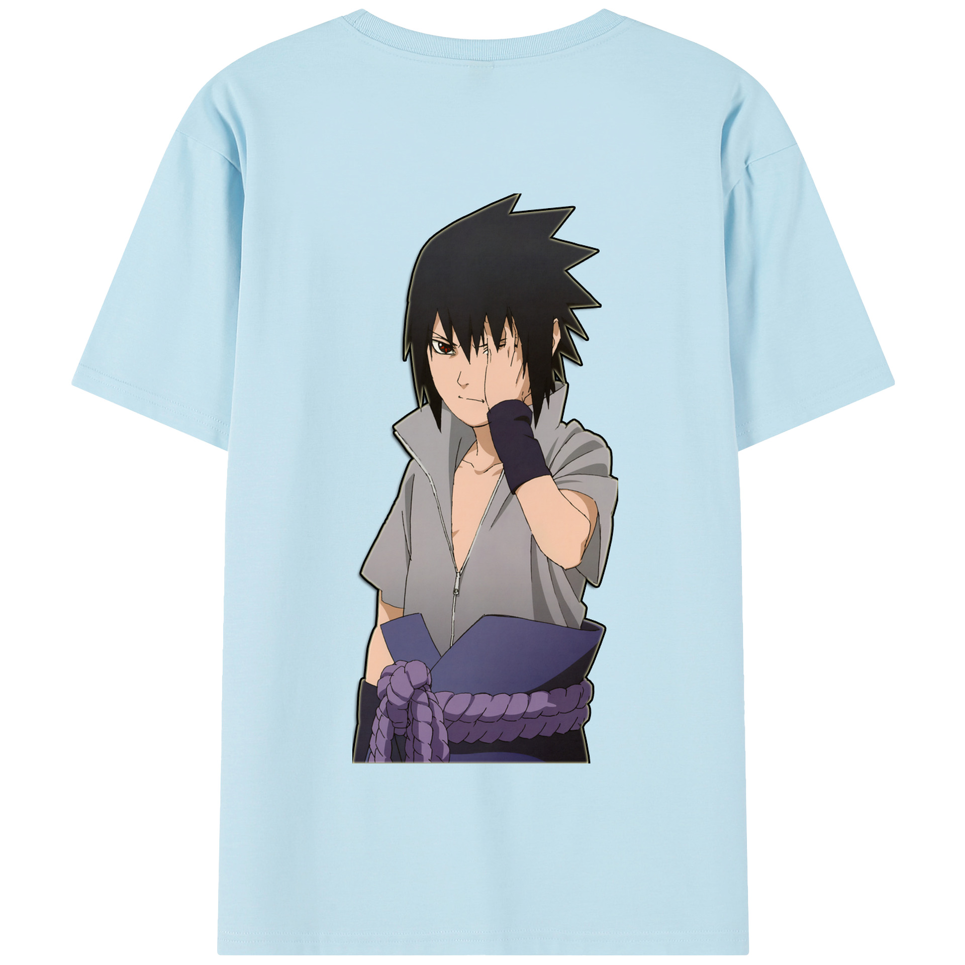 （画像用） NARUTO -ナルト- うちは サスケ Uchiha Sasuke 綿100％半袖Tシャツ（背面プリント）